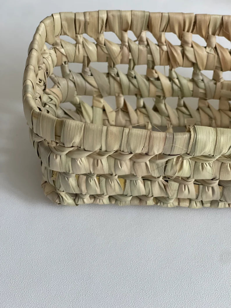 Rectangular Palm Leaf Basket k081