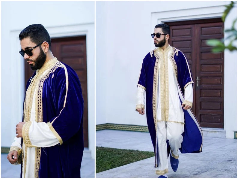 Moroccan Jabador in blue for men