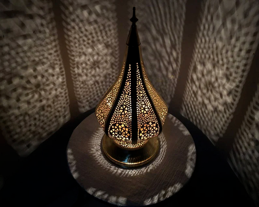 Moroccan Teardrop Brass Bedside and Floor Lamp